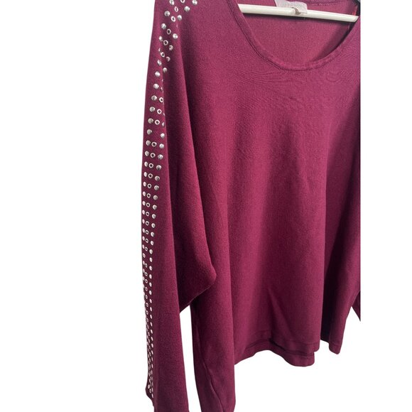 Carolyn Taylor Sweater Womens Knit Top Pullover Studded Dolman Plus Size 1X Fall - Picture 7 of 15